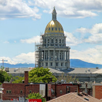 The spire of the Colorado capitol building