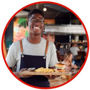 server delivering food
