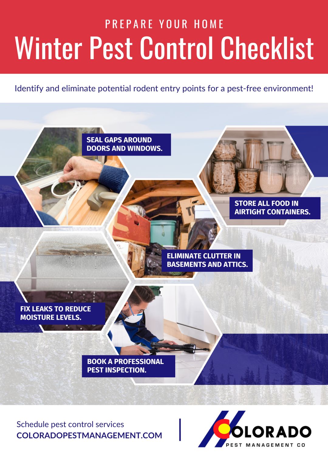 infographic titled Winter Pest Control Checklist