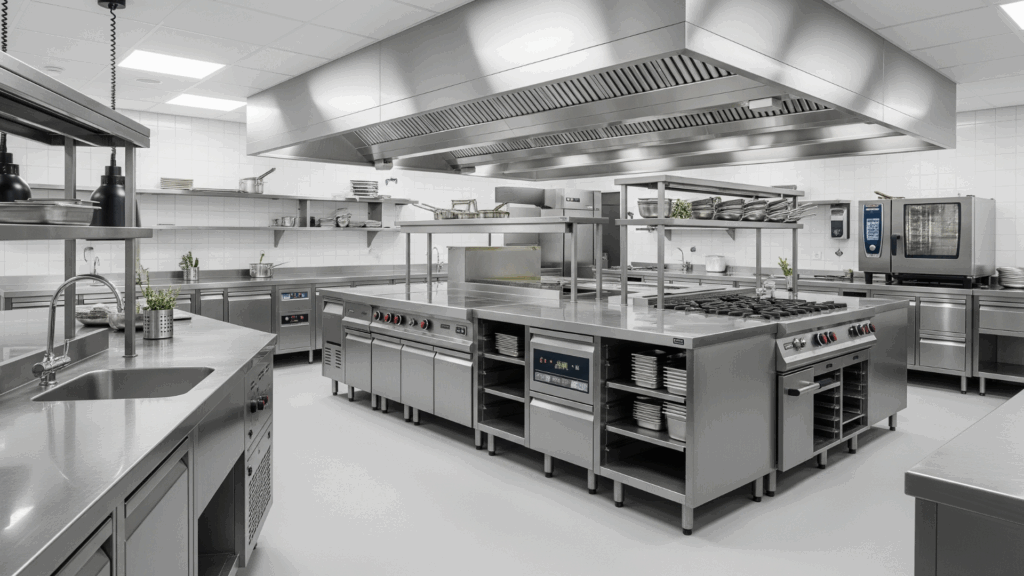pristine commercial kitchen