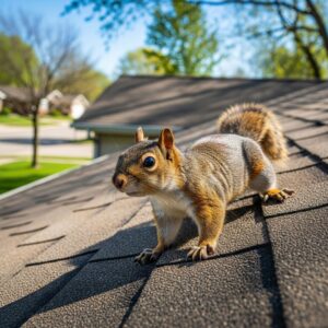 squirrel on a residential roof