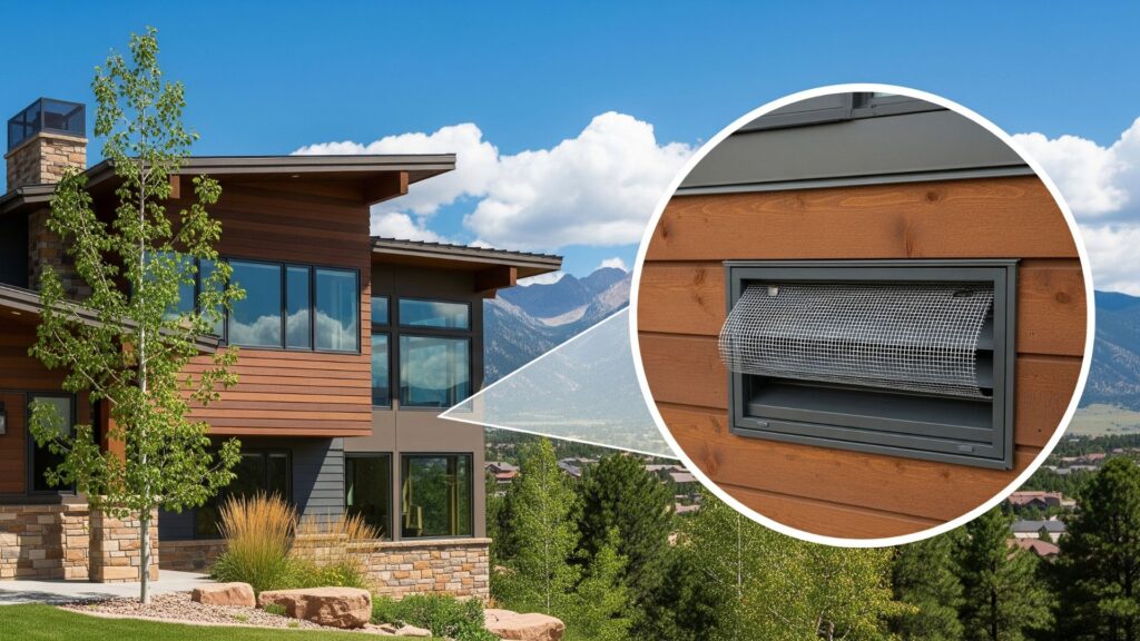 Professional stock image of a house in Colorado with humane wildlife exclusion measures.