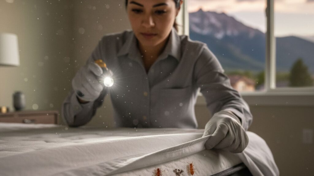bed bug exterminator inspecting for bed bugs