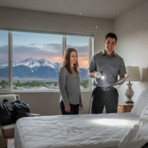 bed bug exterminator inspecting for bed bugs