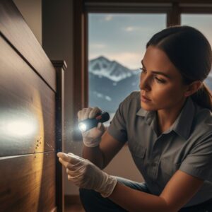 bed bug exterminator inspecting for bed bugs