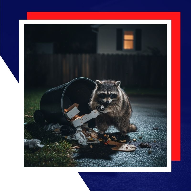 raccoon in trash can
