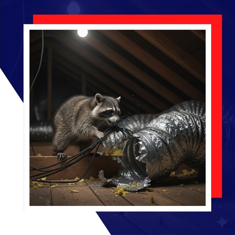 raccoon eating ductwork and wires