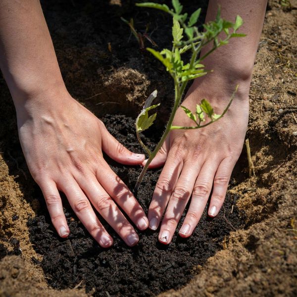 person planting with hands