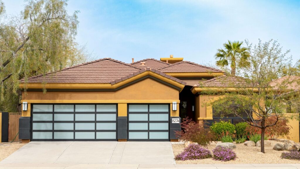 house with xeriscaping